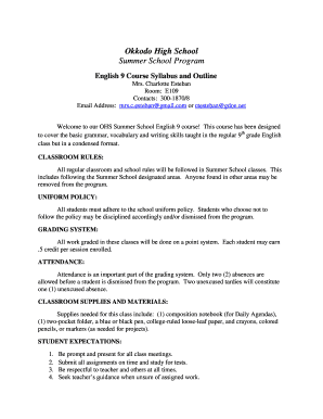 Okkodo High School Summer School Program  Form