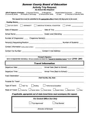 Bus Trip Request Form