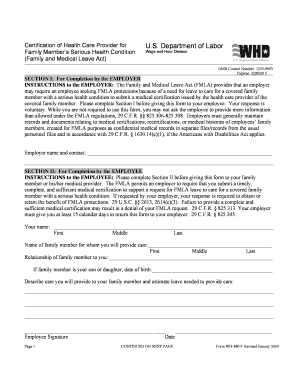 DOL Form WH 380 F Form Certification of Health Care Provider Cinciapwu