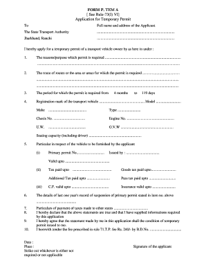 FORM P TEM a See Rule 73I VI Application for Jharkhand Gov