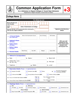 Application for Vacant Seat Admission  Form