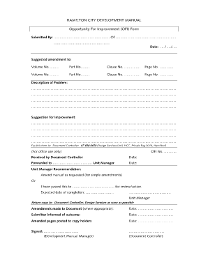 Opportunity for Improvement Form