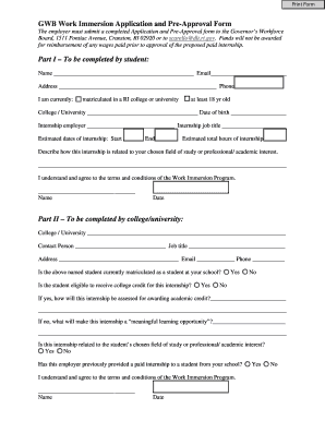 Application Form for Work Immersion