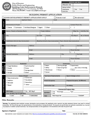 BUILDING PERMIT APPLICATION Other Remarks City of Houston  Form