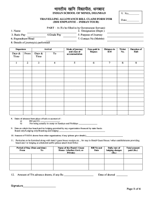 Travelling Allowance Bill Format in Word