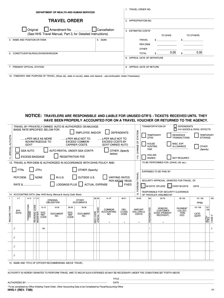 Travel Order  Form