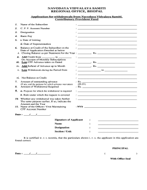 CPF Part Final Withdrawal Form Navodaya Vidyalaya Samiti