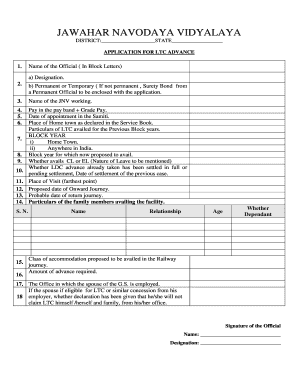 Ltc Advance Form in Word Format