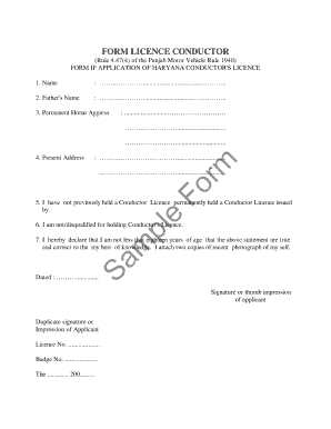 Conductor Licence Online Check  Form