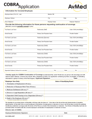  Cobra Application Form 2013-2024