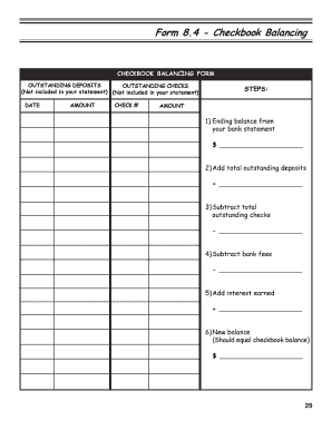 Form 8 4 Checkbook Balancing