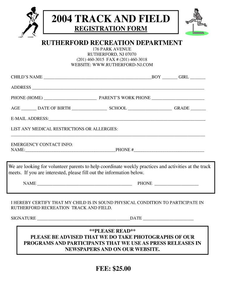 Get and Sign Track and Field Registration Form 