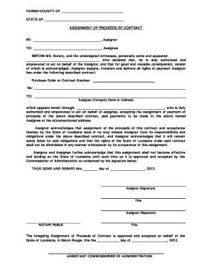 Assignment of Proceeds Example  Form