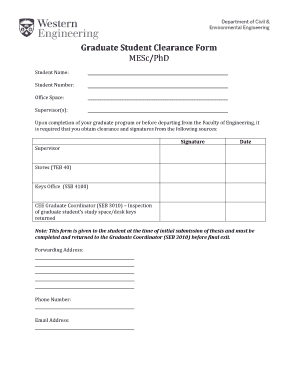 Student Clearance Form