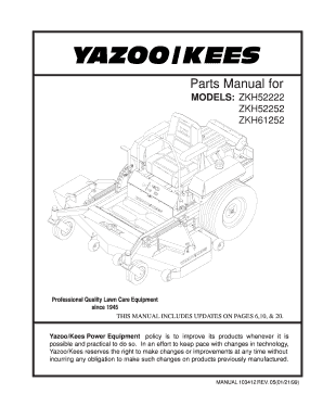 Yazoo Kees Zkh61252 Parts  Form