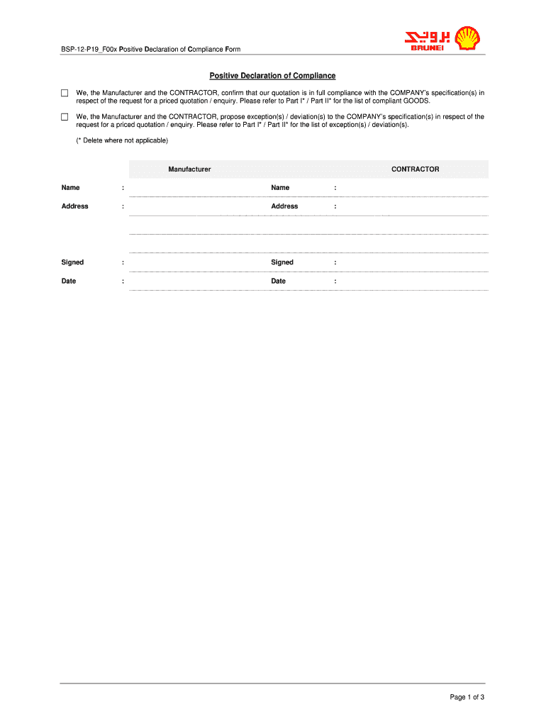 What is Annual Declaration of Compliance  Form