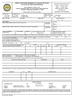University of Pittsburgh Application  Form
