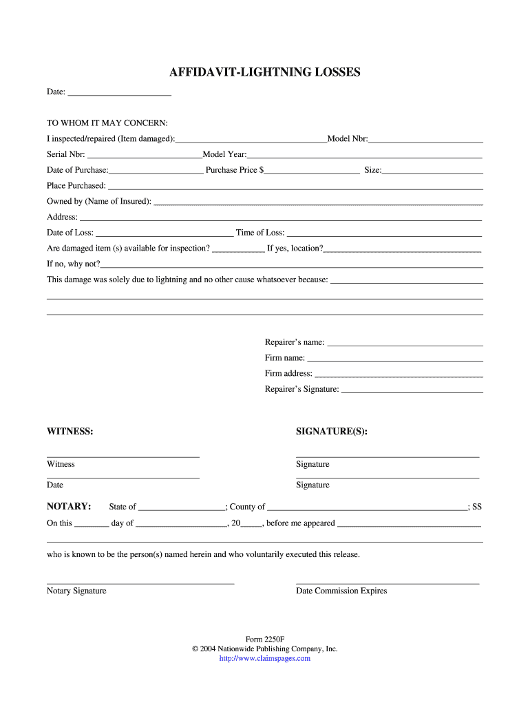 Lightning Affidavit  Form