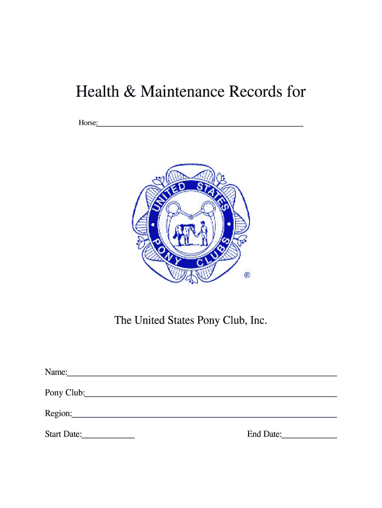 Pony Club Record Book  Form