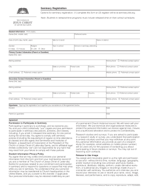 Lds Seminary Registration  Form