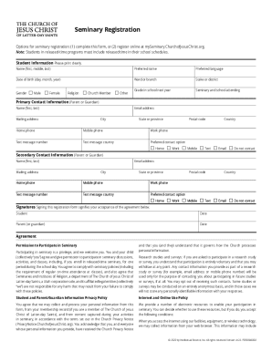 Lds Seminary Registration  Form