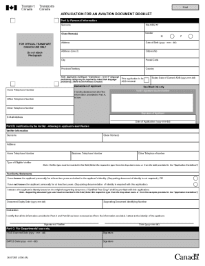 Aviation Document Booklet  Form