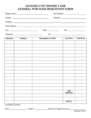 General Requisition Form