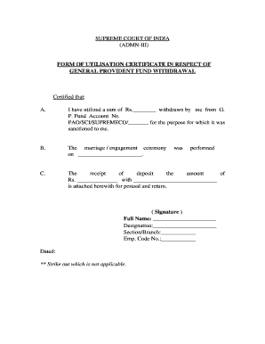 Gpf Utilization Certificate Format