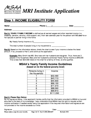 MSAA the MRI Institute Application American Health Imaging  Form