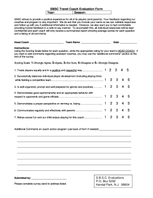 Soccer Coach Evaluation Form