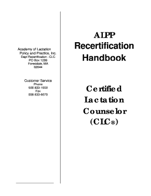 ALPP Recertification Handbook Certified Lactation TALPP Org Talpp  Form