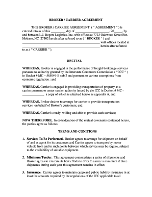  Broker Carrier Agreement Template 2008