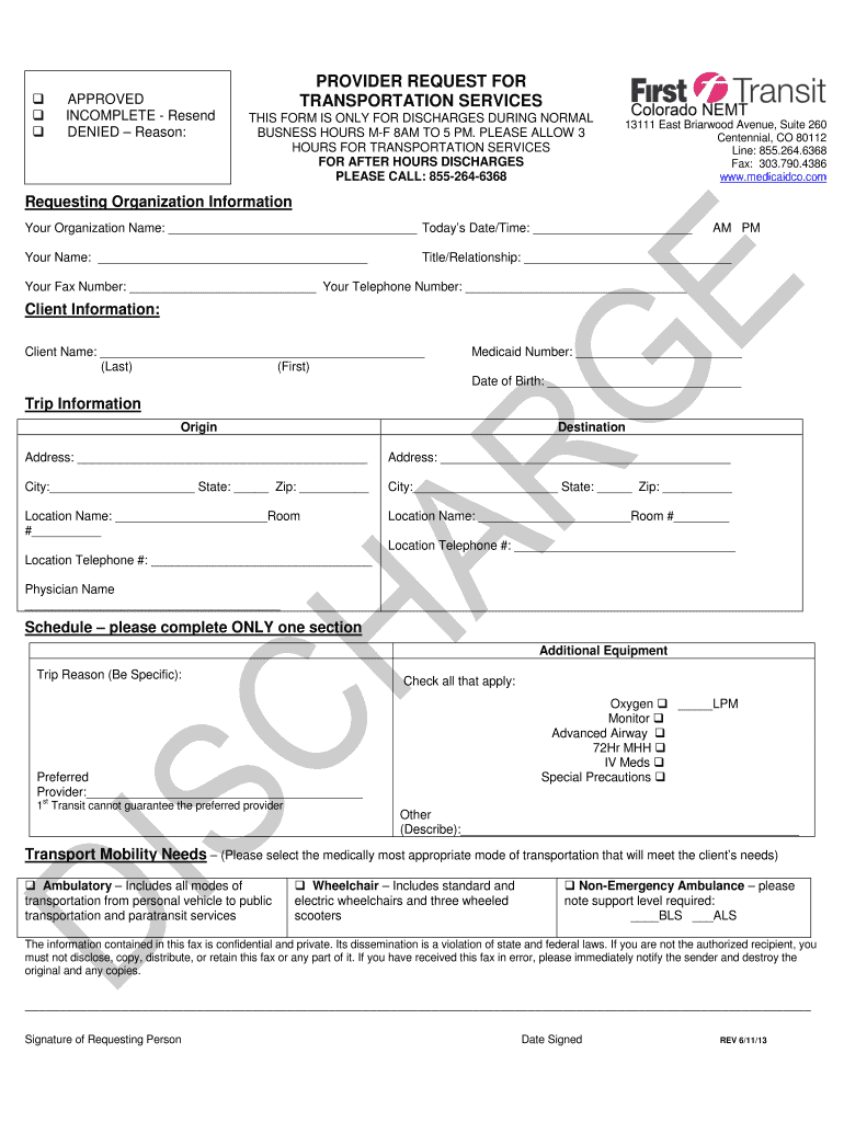 Hospital Discharge Papers  Form