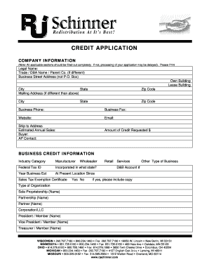 CREDIT APPLICATION RJ Schinner  Form