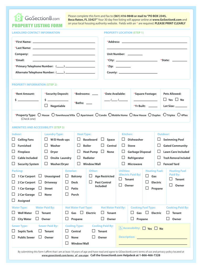 Listing Form