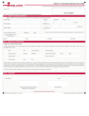 Philam Lifes Credit to Account Instruction Form