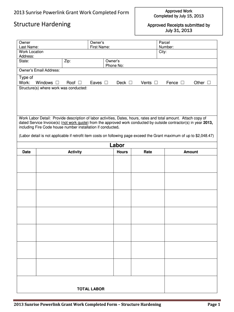 Sunrise Powerlink Grant  Form