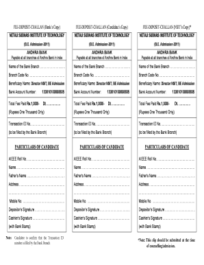 Bank Challan Images  Form