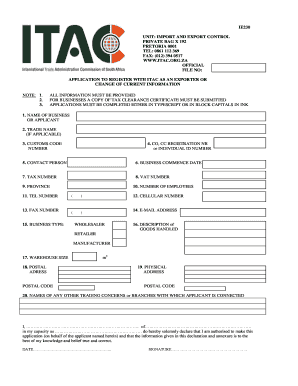 South Africa Application Register  Form