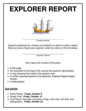 Complete Explorer Report Packet Mr Coley  Form