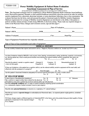 Electric Wheelchair Evaluation Form