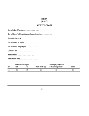 Service Certificate  Form