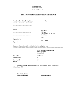 Pollution Certificate Format PDF