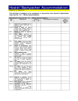 Hostel Checklist Form