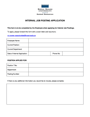 Internal Job Posting Application Human Resources  Form