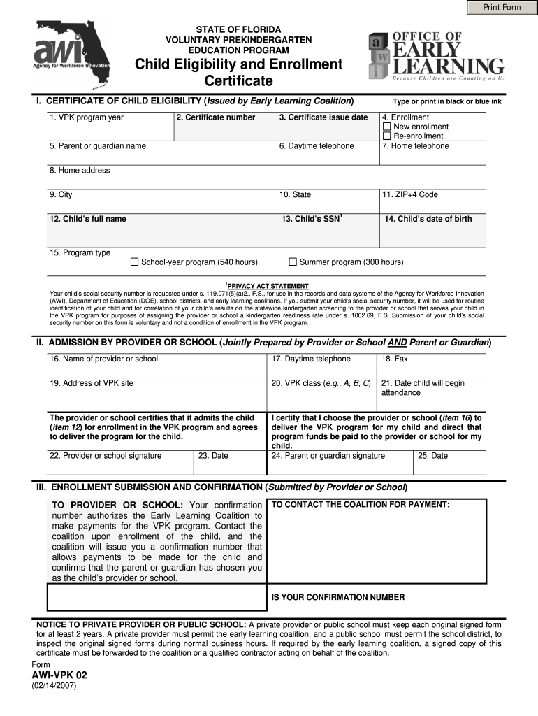  Child Eligibility and Enrollment 2007-2024