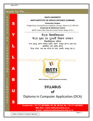 Dca Course Syllabus  Form
