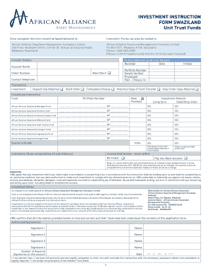 AAS Unit Trust Investment Instruction Form African Alliance
