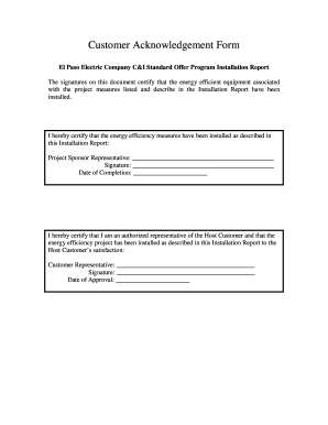 Customer Acknowledgement Form - Fill Out and Sign Printable PDF Template |  signNow