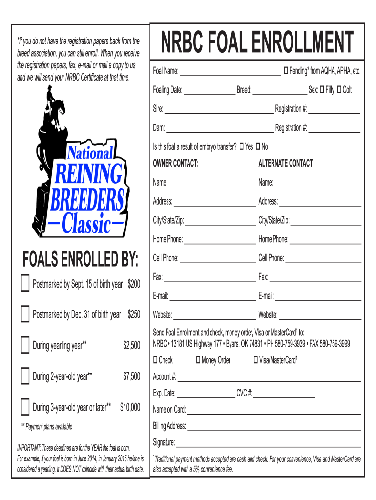 Foal Enrollment  Form